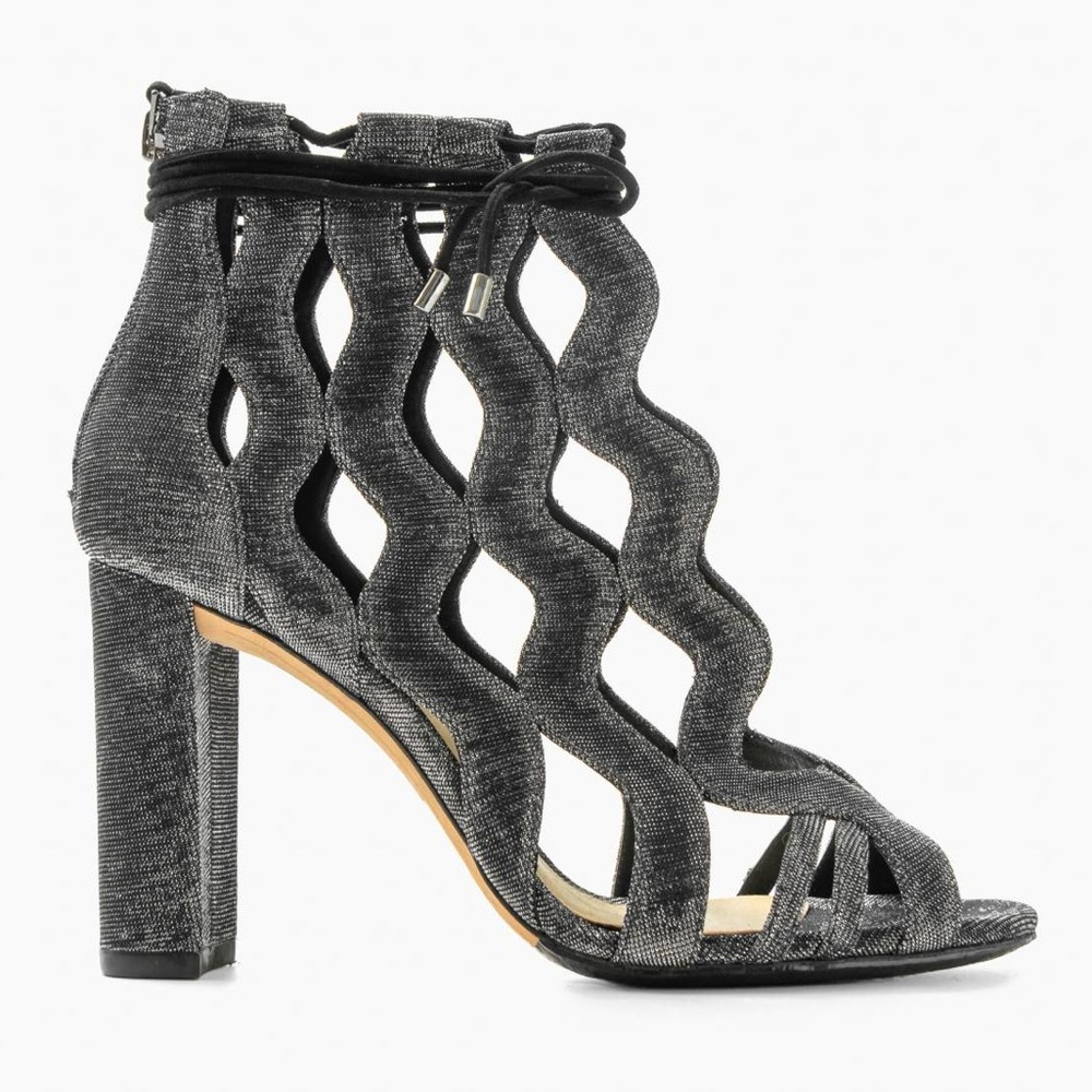 Alexandre Birman Loretta Metallic Caged Block Heel Sandal Booties Silver 38.5 - Picture 2 of 14